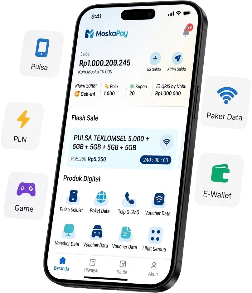 Tampilan aplikasi MoskaPay di smartphone